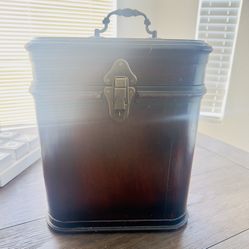 Vintage Wooden Wine Caddy With Metal Accessories 