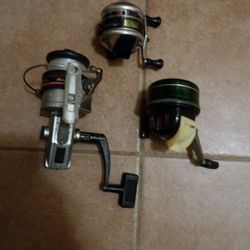 Vintage Reel's Johnson Sabra, Shakespeare 700,, Zebco 33.