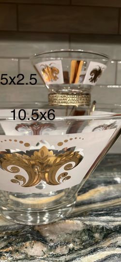 Anchor Hocking frosted glass chip n dip set *10.5x6H & 6x2.5H *CASH
