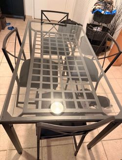 Glass Dining Table with 4 Chairs