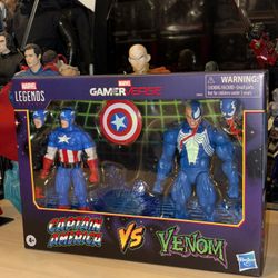 Marvel legends series, game rverse Captain America v  s. venom action figures. 