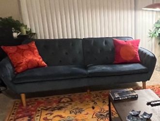 Blue Velvet Sleeper Sofa