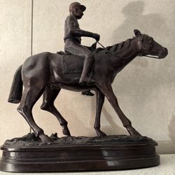 Bronze Statute Of Horse And Rider/Jockey