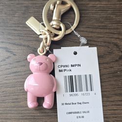 Coach Pink Bear Bag Charm