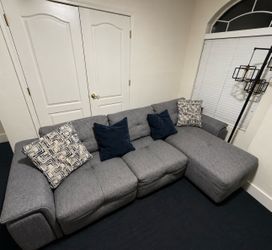 Gray Modular Sectional Couch with Adjustable Back