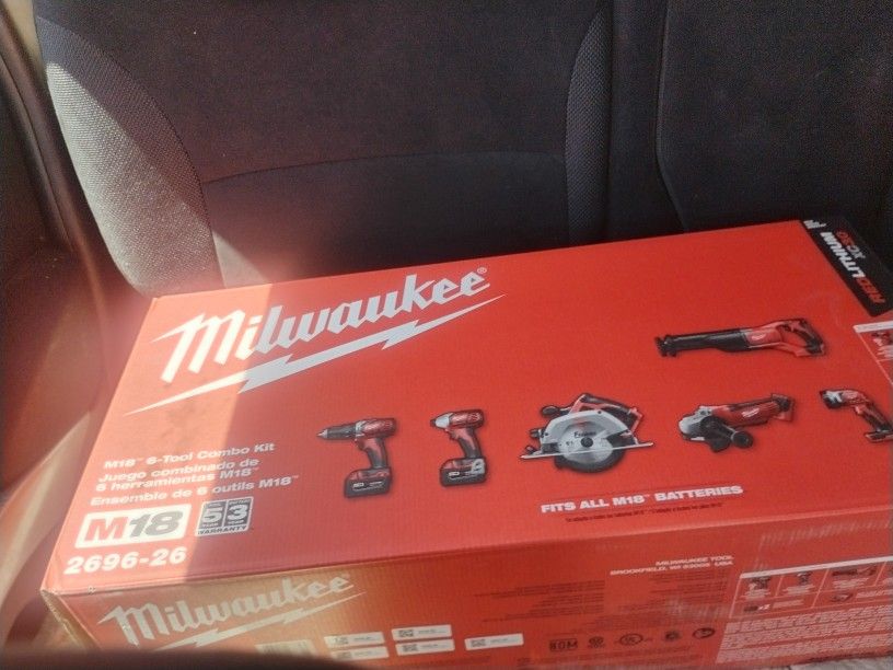 Six Piece Milwaukee Cordless Set Brand New In The Box $500 Or Best Offer It Includes Circular Saw Receipts Grinder LED Work Light Impact Driver And Ha