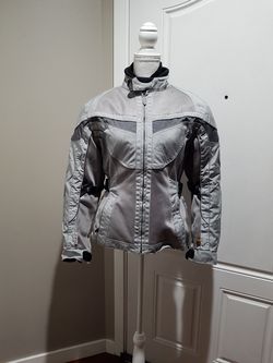 Women's gray Olympia Moto Sports riding jacket, medium