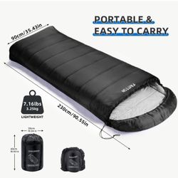 Camping Sleeping Bags, Sleeping Bags for Adults Kids, Portable Sleeping Bag Cold Weather with Compression Sack & Binding Straps.