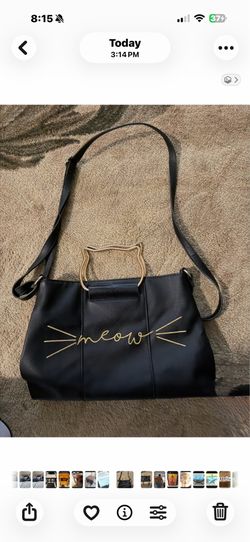 Meow Cat Crossbody Purse So Cute Metal Cat Handles And Adjustable Crossbody...