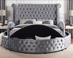 Brand New Grey Queen Storage Platform Bed Frame (Available in Eastern King)