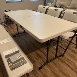 LIFETIME 6ft Foldable Table + 3 Chairs + Bench