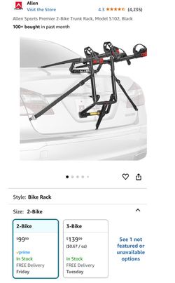 Allen Sports Premier 2 bike trunk rack