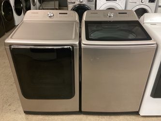 Samsung High Efficiency 5.0 cu.ft. Top Load Washer and 7.4 cu.ft. Electric Dryer Set