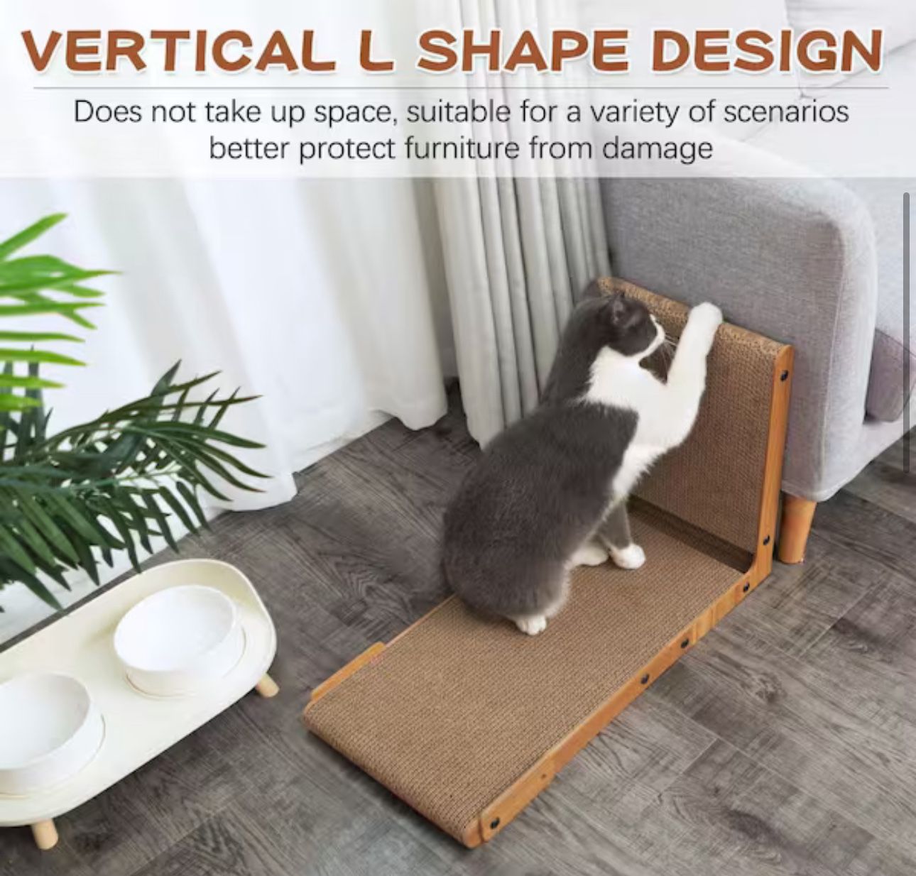 New L-Shaped Cat Scratcher Toy with Catnip, Walnut Scratch Pad Kitten Toy Scratching Pad