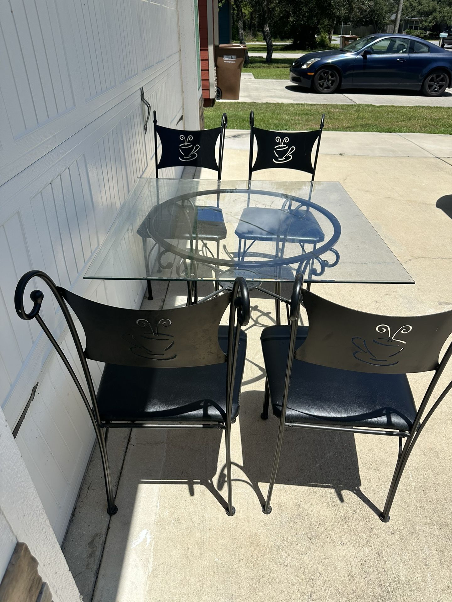 Square Glass Dining Table With 4 Chairs
