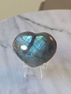 1.9" Approximately Labradorite Heart Quartz Crystal