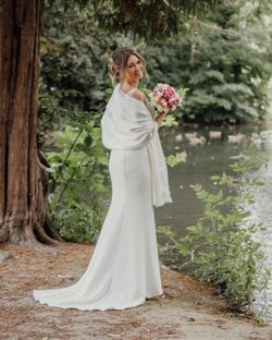 White Alpaca Wool Wedding shawl
