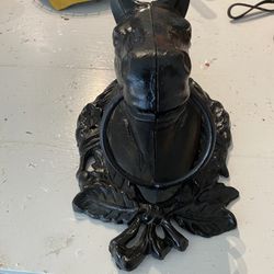 Antique Vintage Black Cast Iron Horse Head Wall Mount Hitching Post Barn Decor