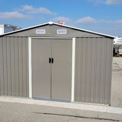 Sales $320.00!!!  (New in box) 8’ L x 10’ W x 6.’ H galvanized steel Metal Storage Shed Outdoor Garden Backyard 8’x10’ Storage. 