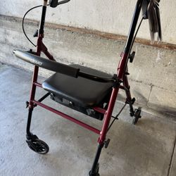 Drive Medical 4 Wheel Foldable Rollator Walker With Seat