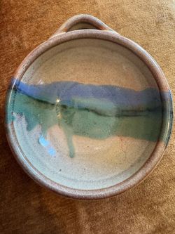 Signed Vibrant Blue Annapolis Pottery Chesapeake Glazed Egg Baker Stoneware Bowl