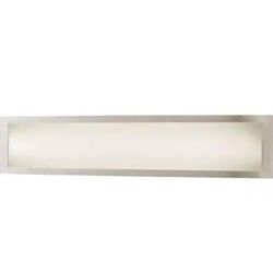 Hampton Bay
Woodbury 24.6 in. 1-Light Brushed Nickel Integrated LED Bathroom Vanity Light Bar with Frosted Acrylic Shade