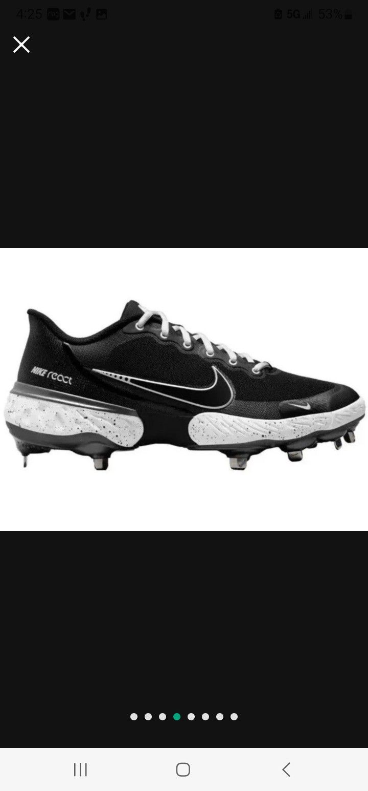 BRAND NEW NIKE ALPHA HUARACHE ELITE 3 REACT METAL BASEBALL CLEATS BLACK WHITE MEN SIZE 8