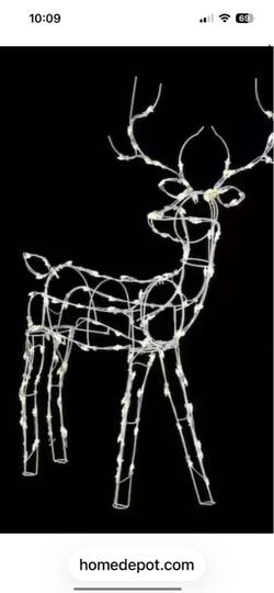 HOME ACCENTS Holiday LED Wire Reindeer Indoor/Outdoor • 120 Warm White LED Lights -Durable Pre-Wired Metal Frame • Ground Stakes, Spare Bulbs and Fuse
