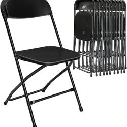 Plastic Folding Chair Set Of 10. Will Deliver If Within Range, Indoor Outdoor Portable Stackable Commercial Seat with Steel Frame 350lb.