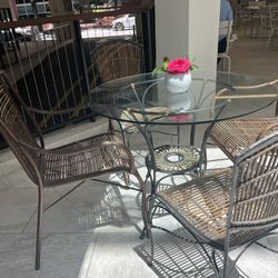 Glass Top Whicker Dining Set