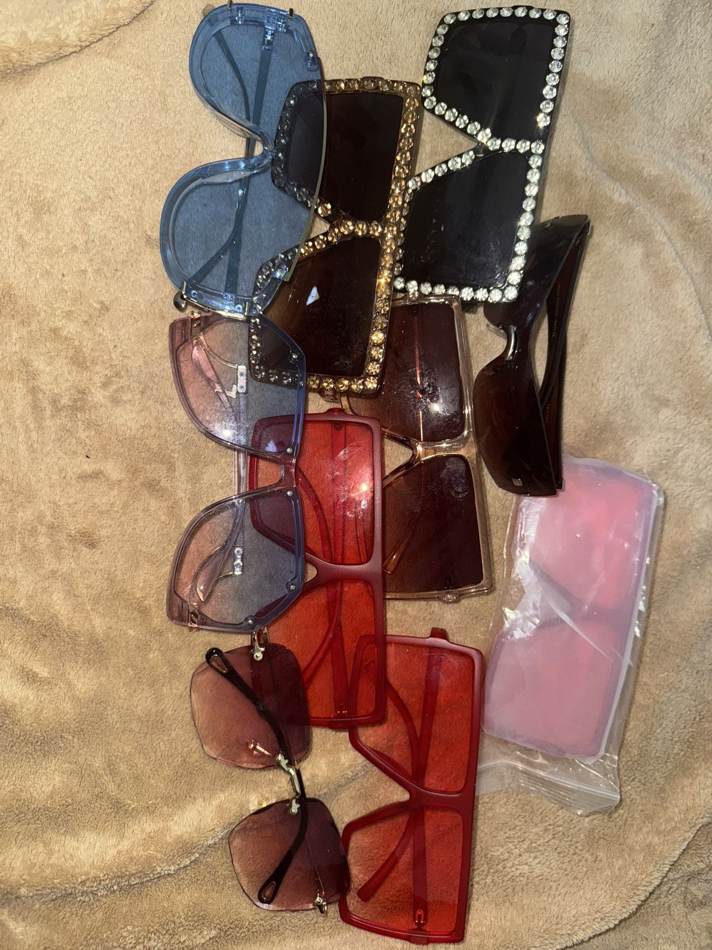 Stylish Sunglasses Bundle Lot – 11 Pairs | Oversized, Red, Rhinestone, Retro Y2K