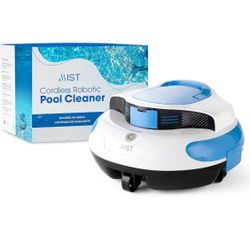 Cordless Advanced Robotic Pool Cleaner, Ideal for Flat Pools only, up to 10 feet, Self-Parking, Pool Vacuum Lasts 100 Mins. Above/In-Ground. 