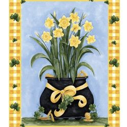 Toland daffodils Happy St Patrick’s Day large 28” x 40” one sided Garden Flag - new never used 