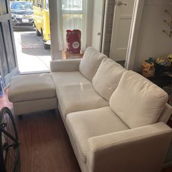 White Couch With Ottoman