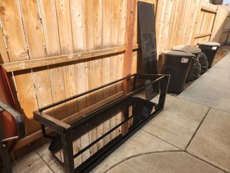 Entertainment Center, Smoked Glass and Black Metal