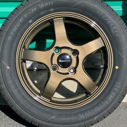 14 X4.5 4x100 Inch Wheels And Tires Humanline New Rare