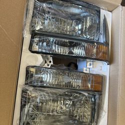 2 Sets 99 To 04 Ford F250/f350/f450 Smoked Headlights 