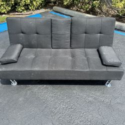 Black Fabric Futon Sofa Couch Bed Gaming Couch Chair  