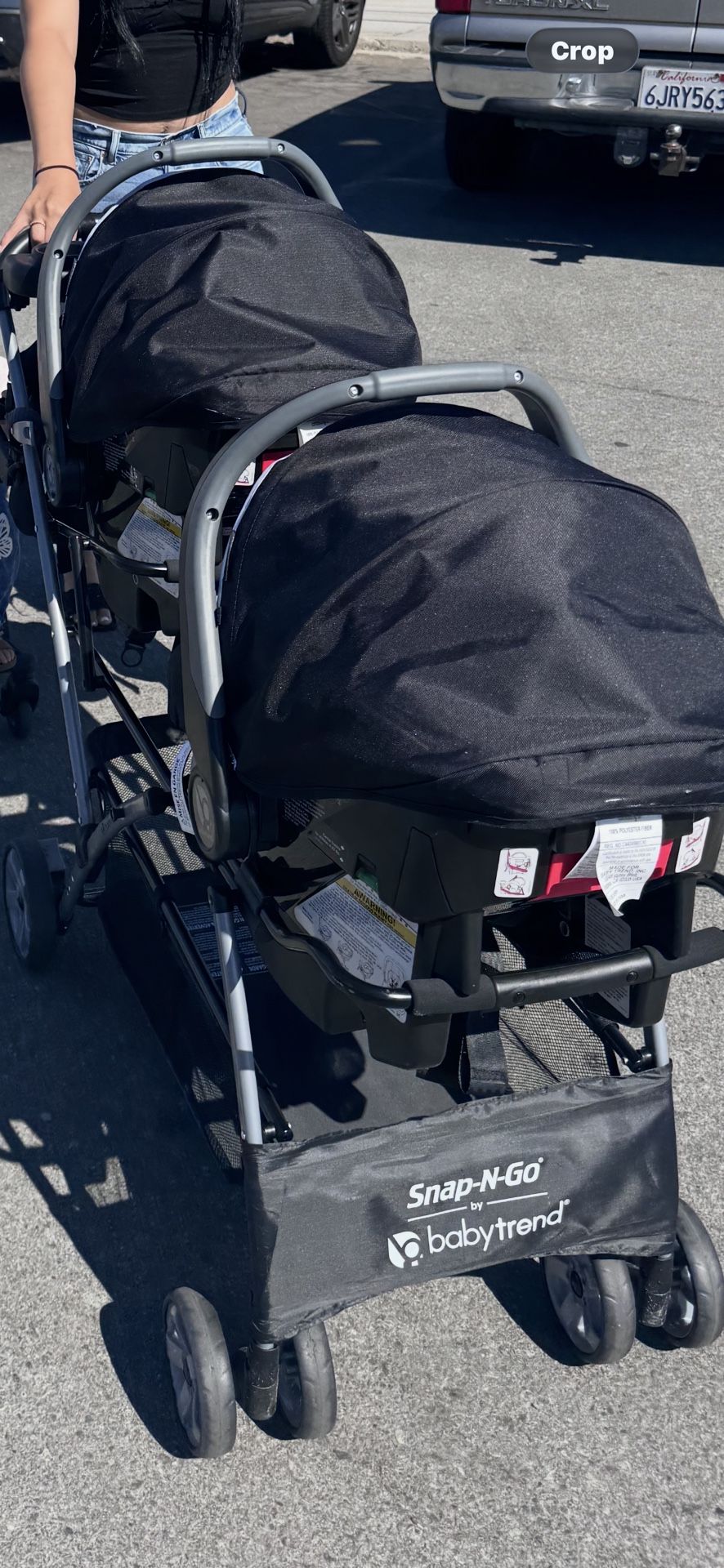Double Twin Stroller And Car Seats