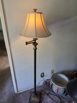 Vintage Solid Brass & Bronze Swing Arm Floor Lamp