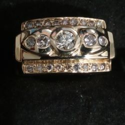 14 Karat Gold Mens Diamond Ring