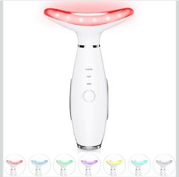 7 Color Neck Face Massager - Facial Massager Tool for Skin Care at Home, Vibrating Face Massager with Thermals, Galvanic Machines White