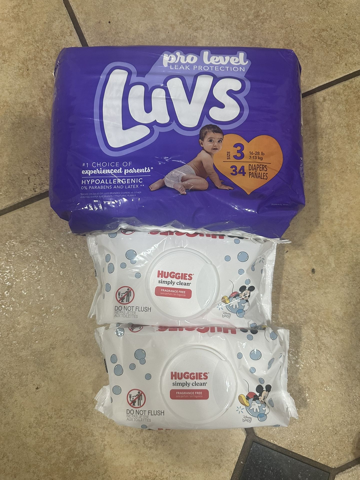 LUVS SIZE 3 Bundle!!!! Diapers And Two Packs Of Wipes. TWO Sets Available 