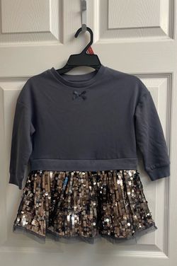 Brand new Girls slate grey sequin skirt sweatshirt dress size 4