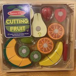 New Melissa And Doug Cutting Fruit 17 Hand Painted Wood Pieces