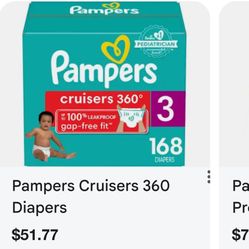 Pampers cruiser s 360• Talla 3  168 Diapers