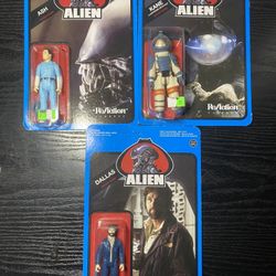 ALIEN BLUE CARD SET OF 3 Super7 ReAction 3.75" Figures 2020