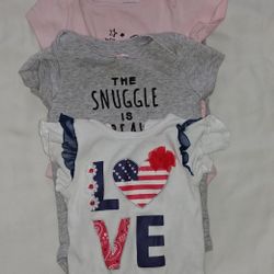 4 Peronality Onesies fits 3 To 6 Month Old