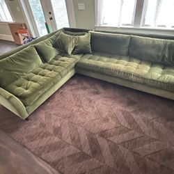 Restoration Hardware Sectional Couch Sofa Green 