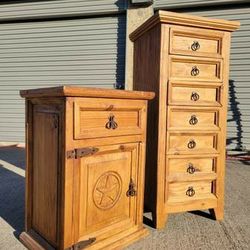 Rustic Reclaimed Wood Texas Style Tallboy Nightstand Furniture Cabinets
